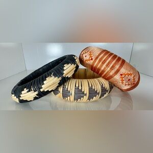 Set of Three Woven Bangle Bracelets